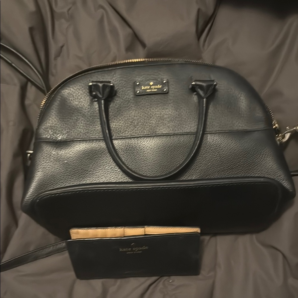 Kate Spade Black Leather Satchel with Structured Design